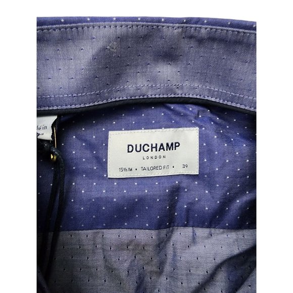 Duchamp London NWT Blue Purple Shirt Dot Longsleeve Tailored Fit 39 15 1/2 - Picture 4 of 4